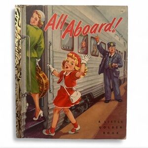 💜 VINTAGE Little Golden Book “All Aboard!” (1952) by Marion Conger
